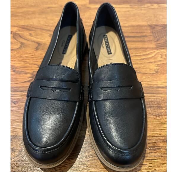 Clarks Women's Raise Eletta Leather Penny Loafer Black Size 9.5M Everyday Chic - Picture 3 of 9